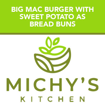 Big Mac burger with sweet potato as bread buns