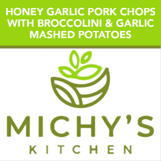 Honey garlic pork chops with broccolini & garlic mashed potatoes