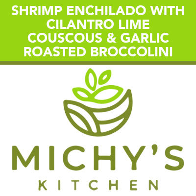Shrimp enchilado with cilantro lime couscous & garlic roasted broccolini Muscle builder friendly