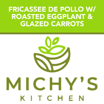 Fricassee de pollo with Roasted Eggplant & Glazed carrots